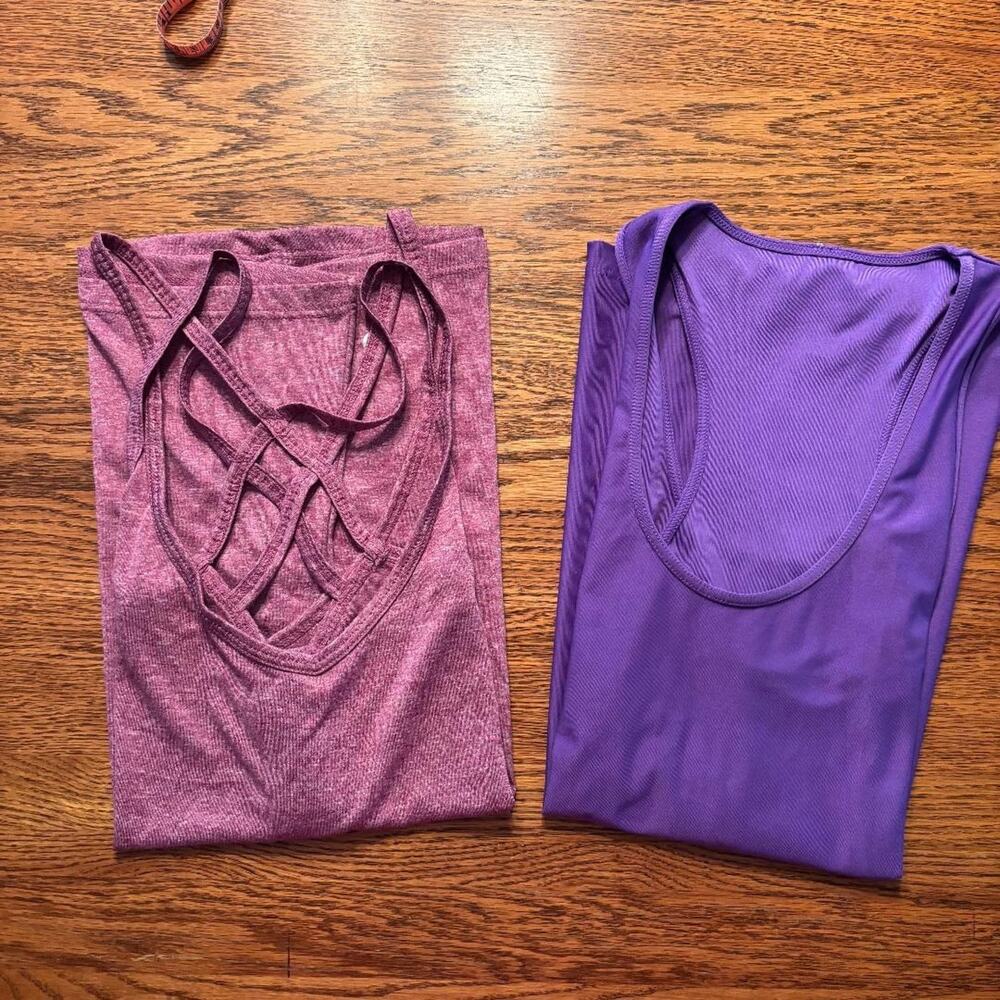 Set of 2 Activewear Tank Tops, Purple & Pink Women's Pickleball, Walking Jogging